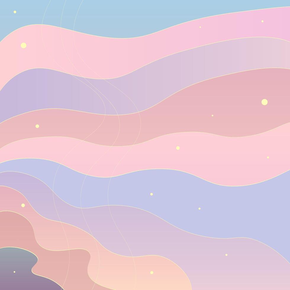 Abstract Retro Trendy Celestial Background Pink Purple Blue Lines Landscape Dots vector