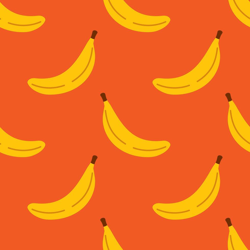 Seamless pattern with yellow bananas on bright red background. illustration for wrapping paper and fabric prints. vector