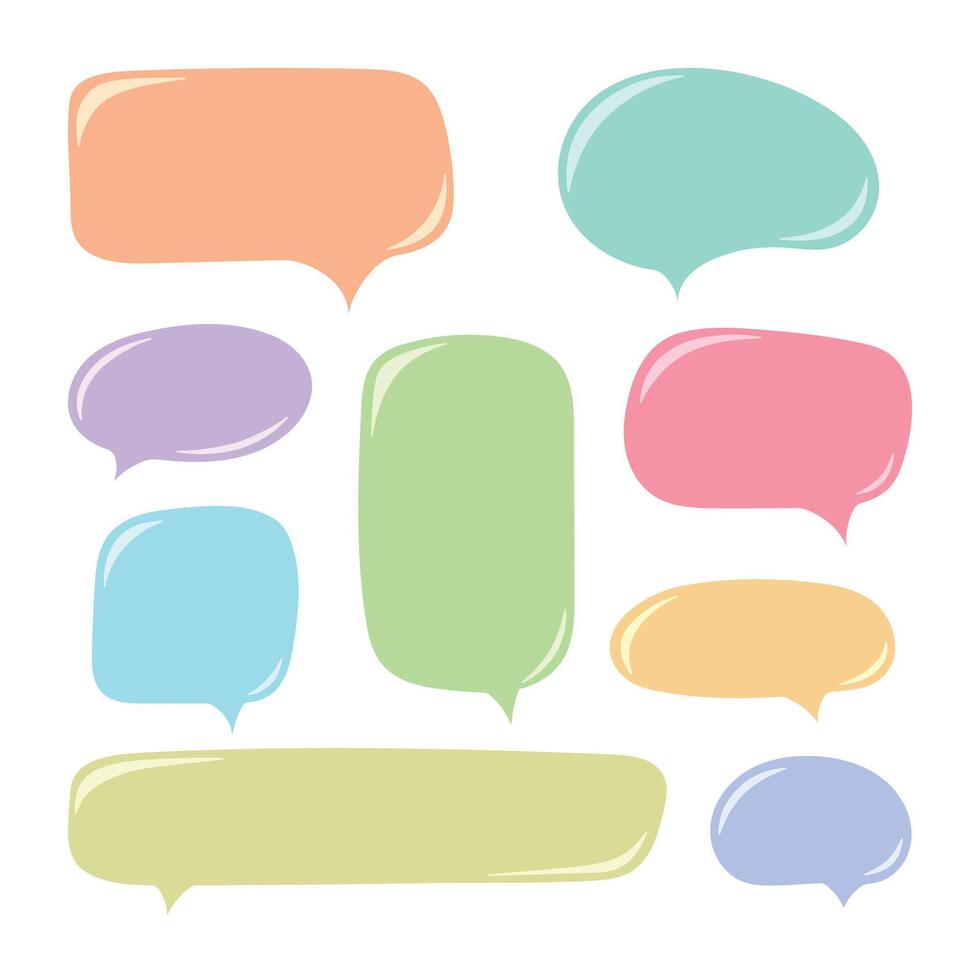 Set of colored speech bubbles on a white background with highlights vector