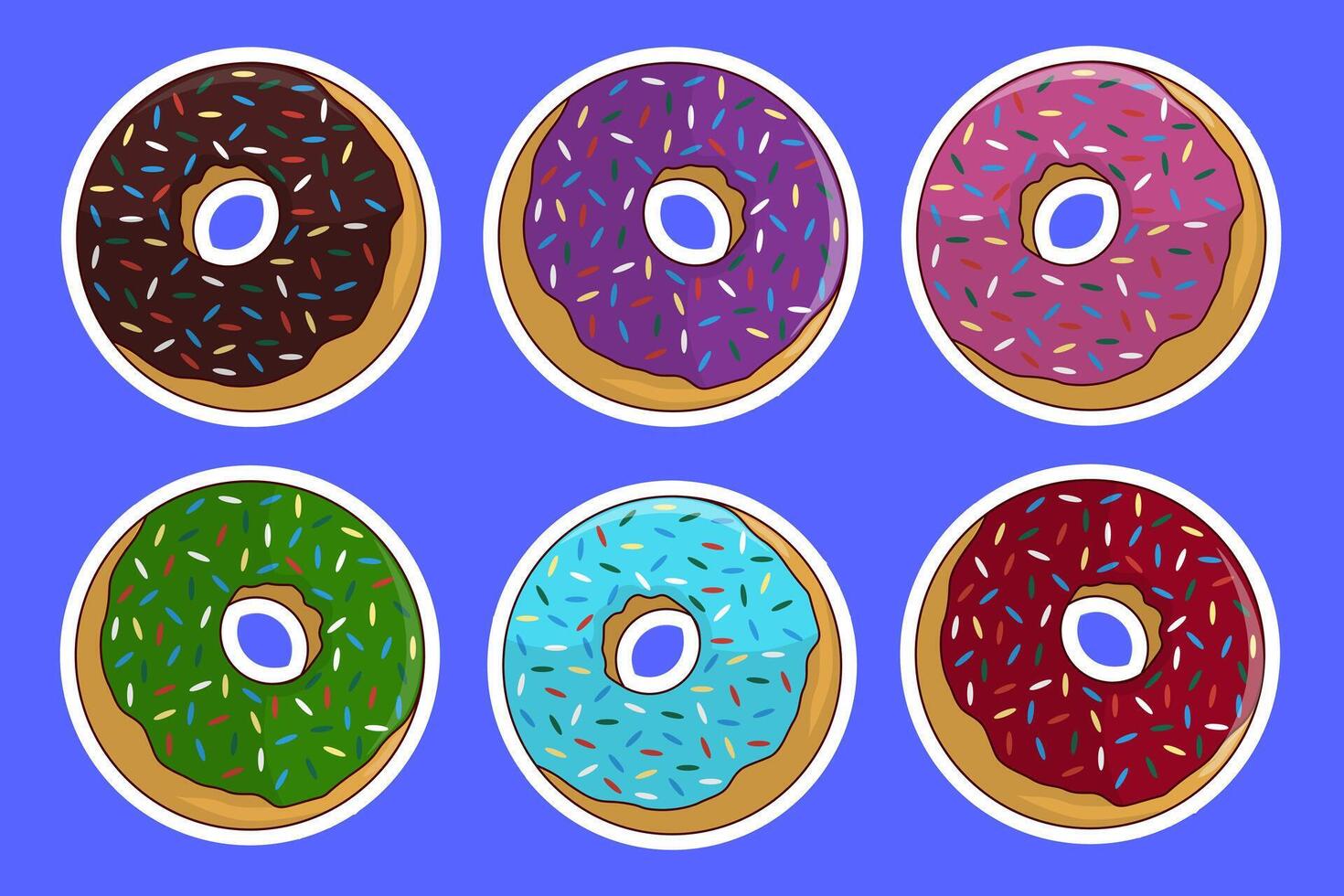 Colorful Donut Collection Cute Colorful Donuts Set vector