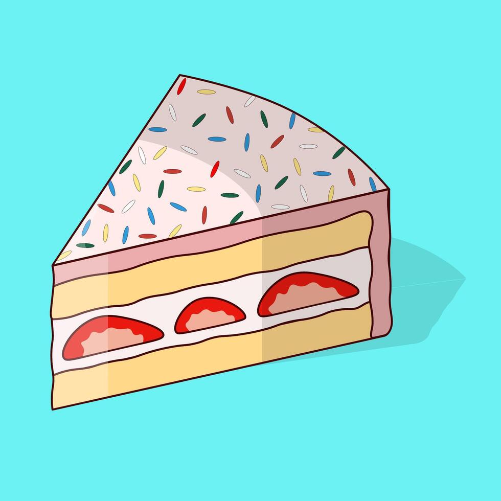 Strawberry Bliss Pink Slice Cake vector