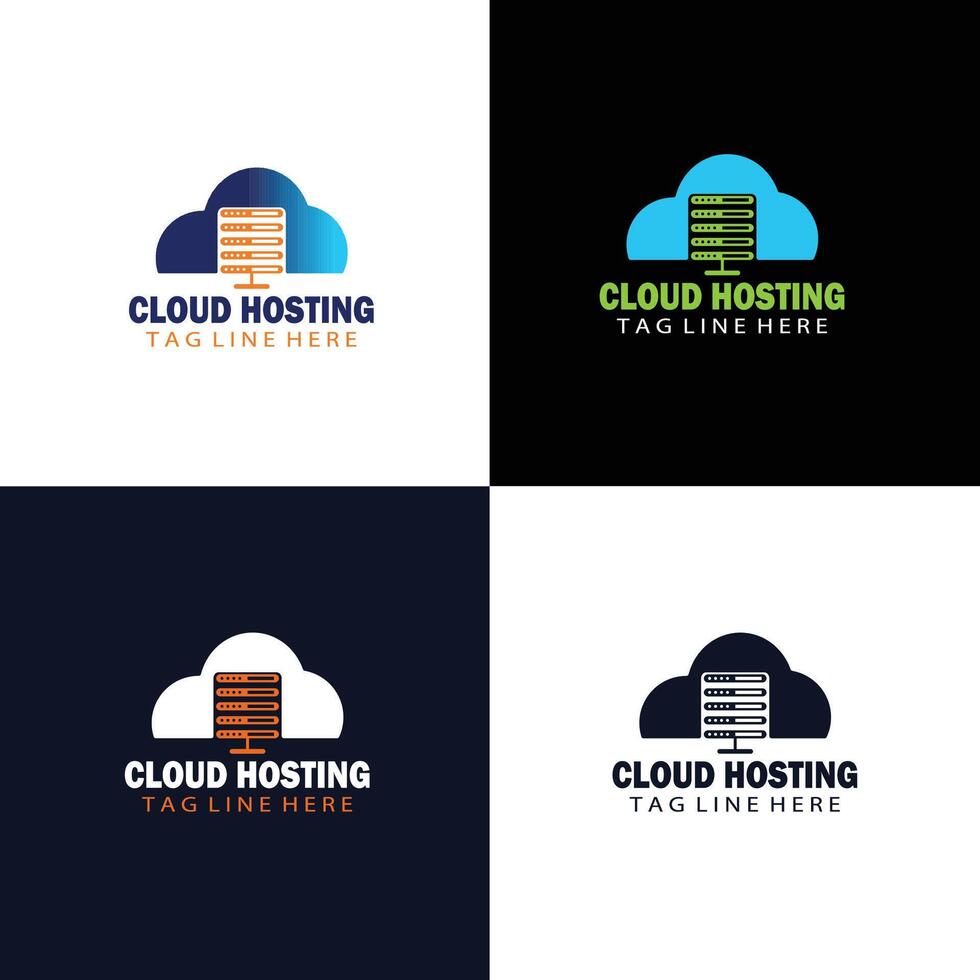 Modern Web Hosting Company Logo Design , Cloud, Server, and Technology Concept vector