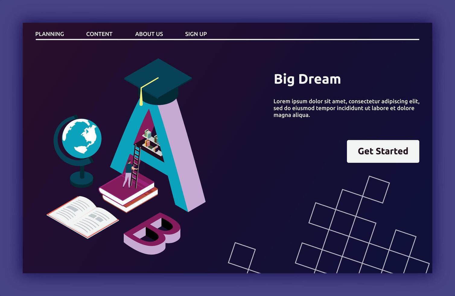 Big Dream landing page isometric vector