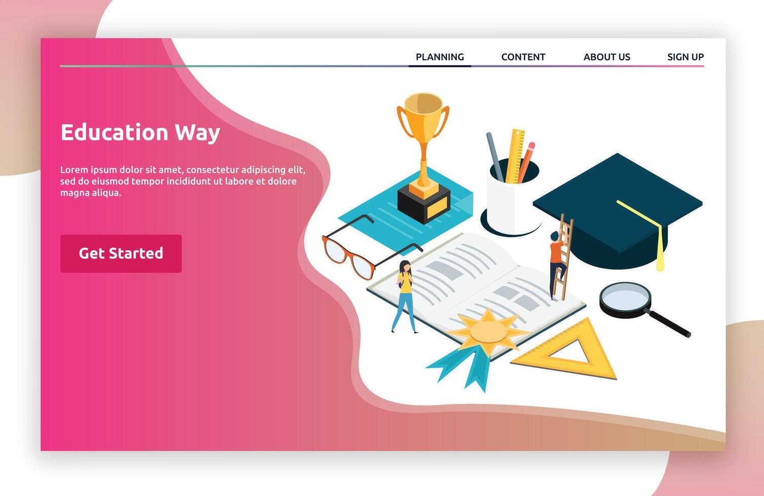 Education Way landing page isometric vector