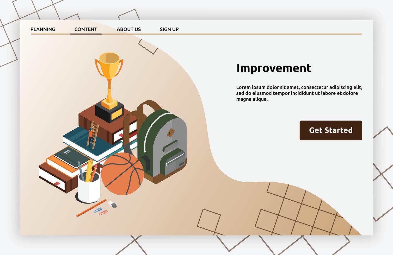 Improvement landing page isometric vector