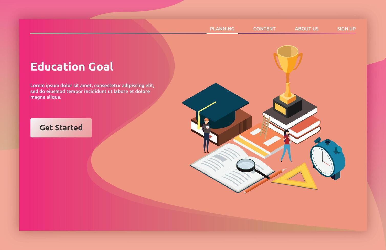 Education Goal landing page isometric vector