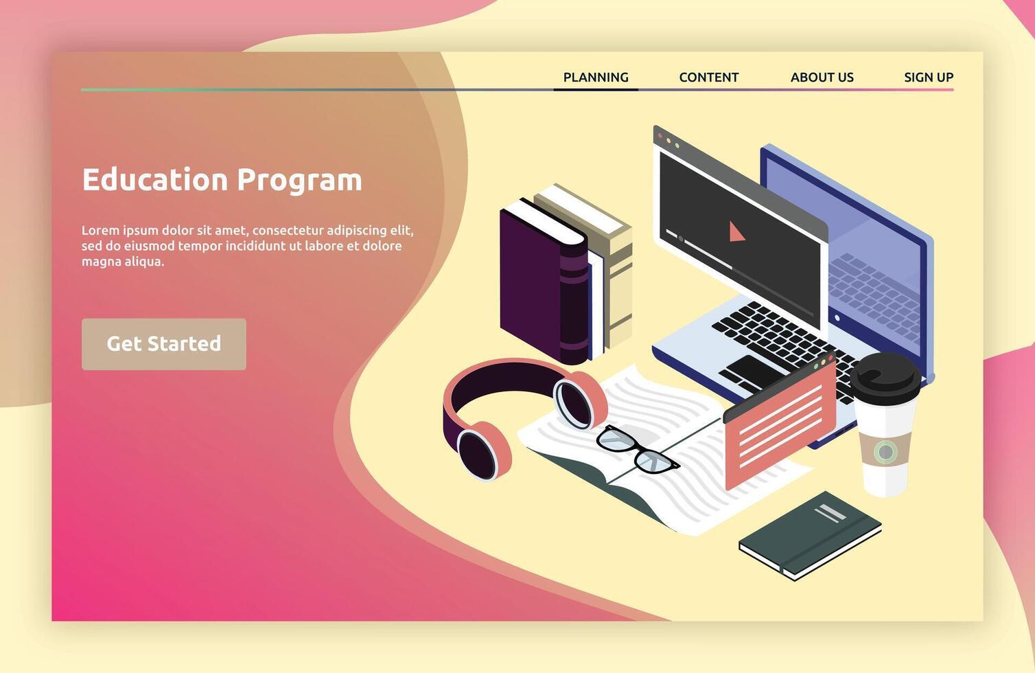 Education Program landing page isometric vector