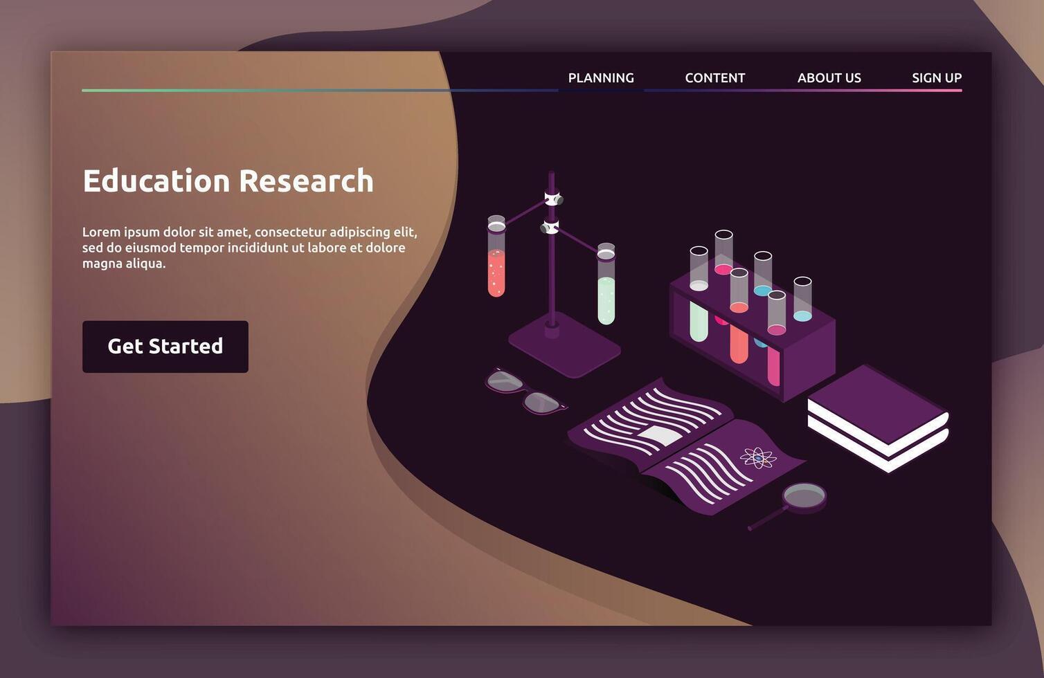 Education Research landing page isometric vector