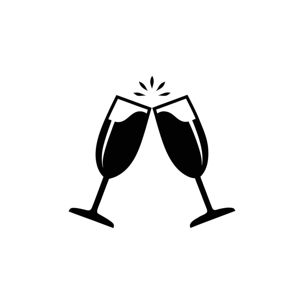 Two champagne glasses clinking together isolated on white background vector