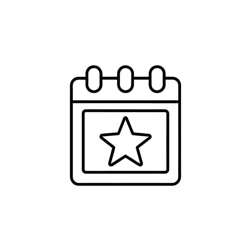 Calendar with star icon isolated on white background vector
