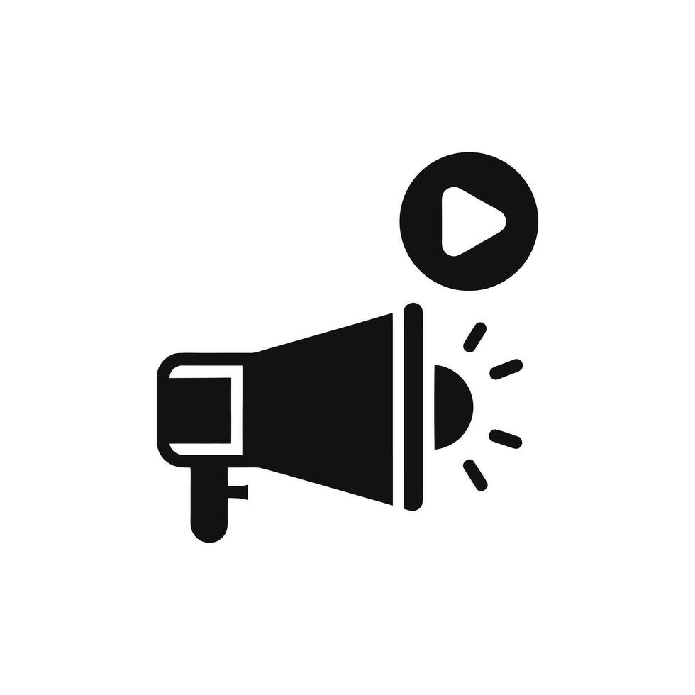 Megaphone and play button icon isolated on white background vector
