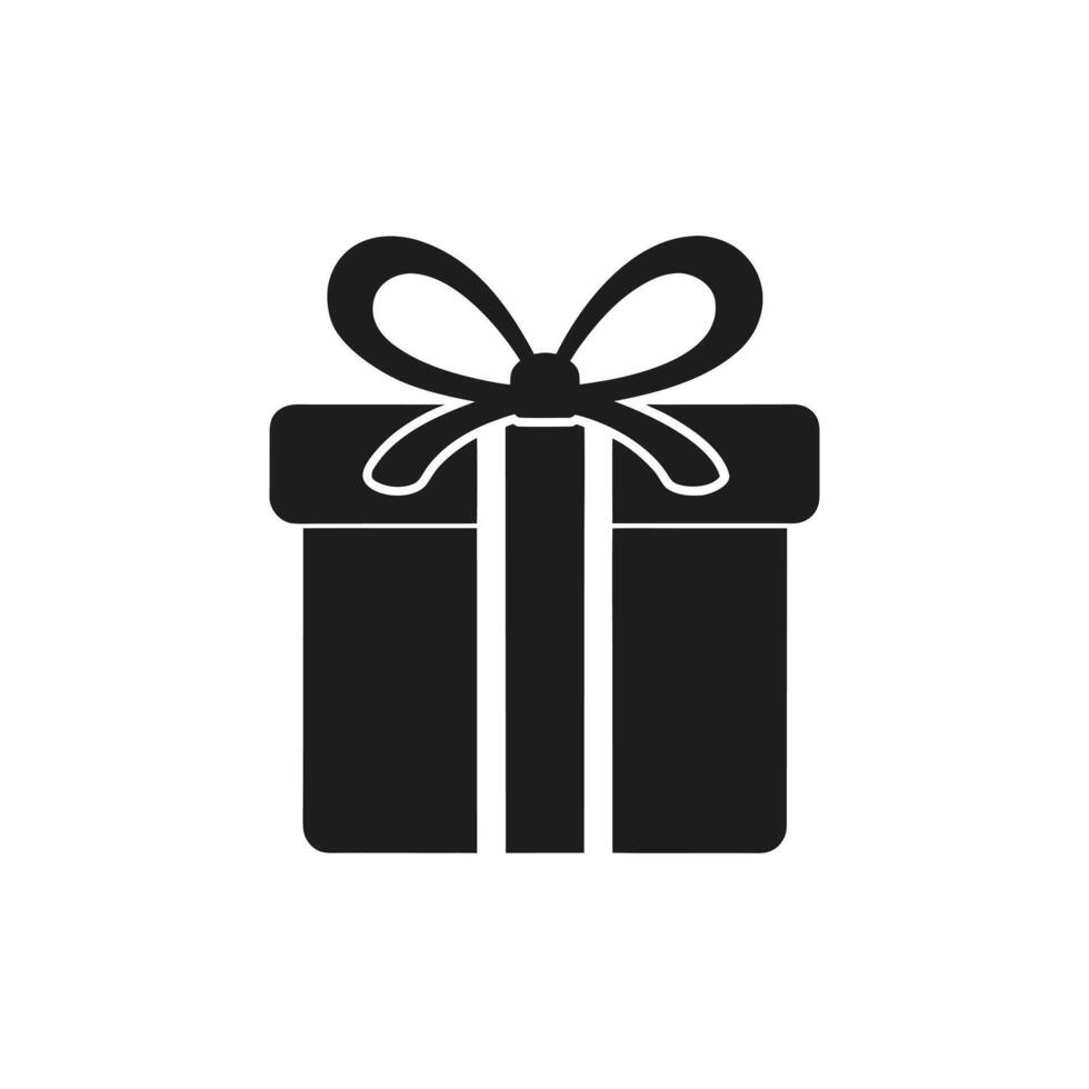 Black gift box with ribbon icon isolated on white background vector