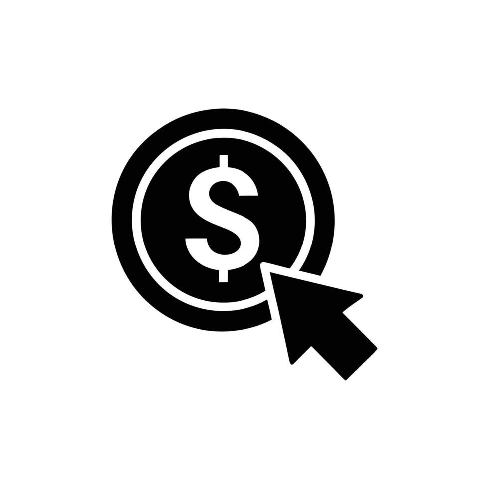 Click for money icon with dollar symbol isolated on white background vector