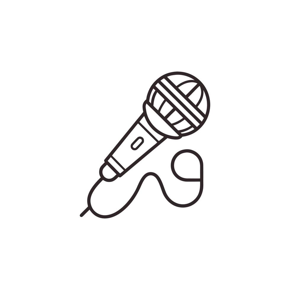 Simple microphone icon with cable isolated on white background vector