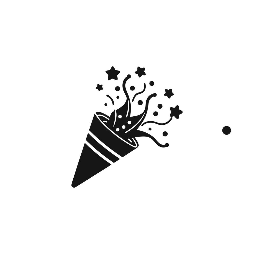 Confetti popper exploding with stars and dots isolated on white background vector