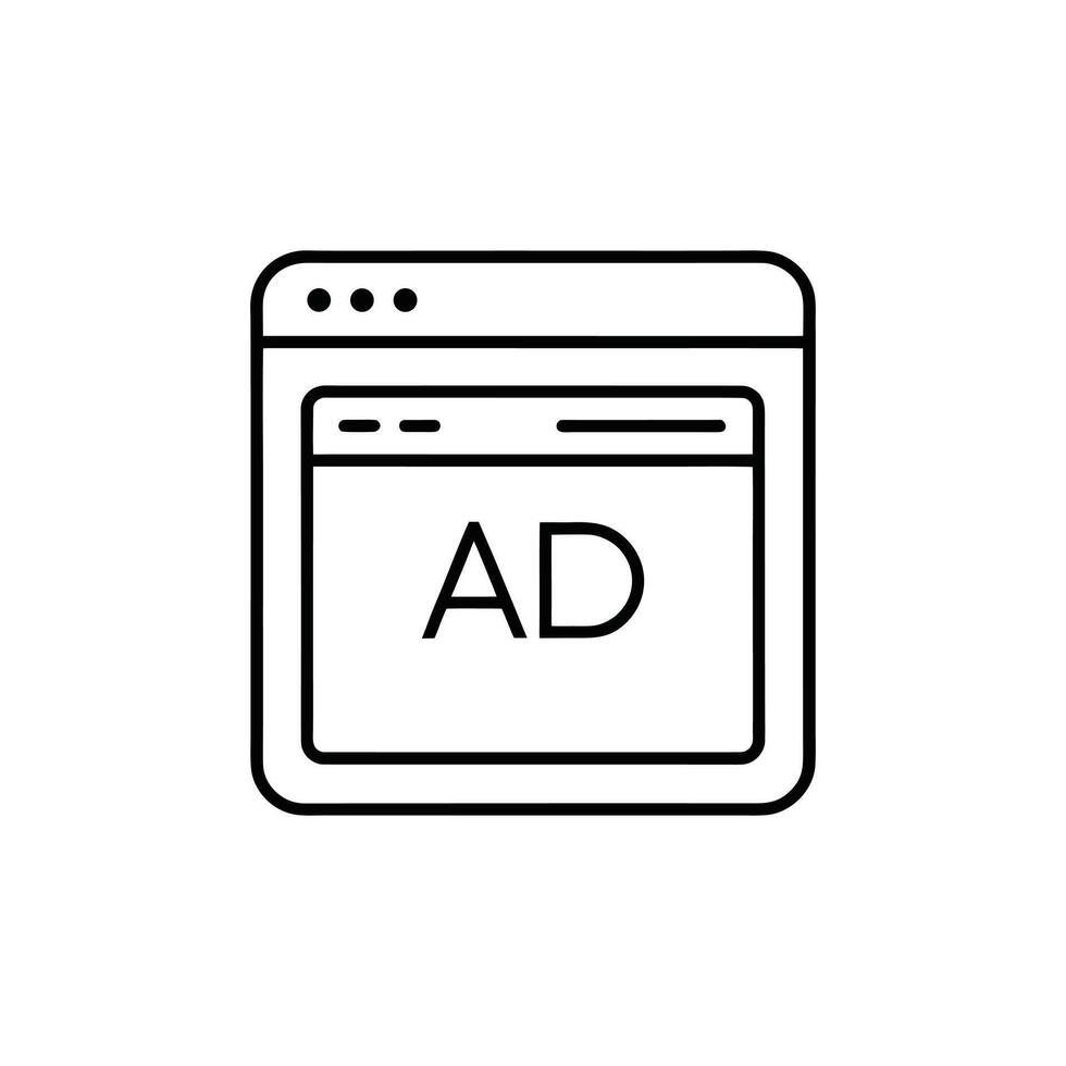 Advertising icon with ad text on a screen isolated on white background vector