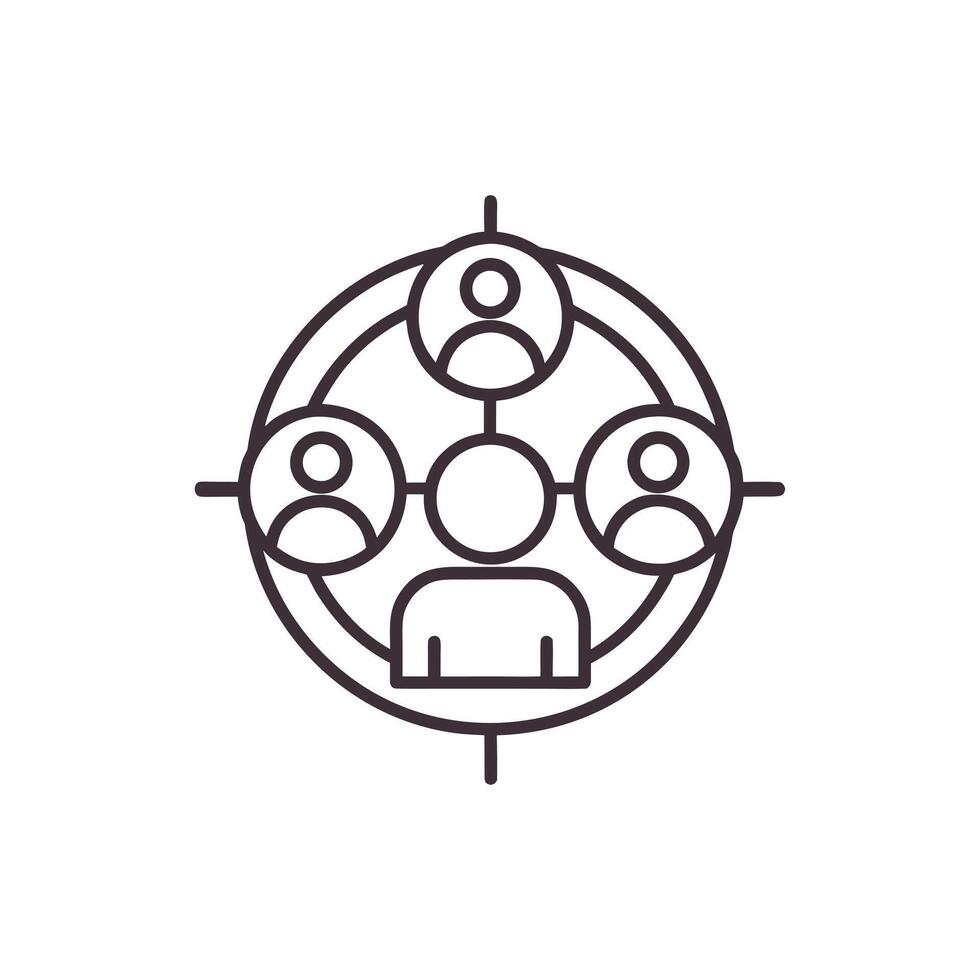 Targeted audience icon with people network isolated on white background vector