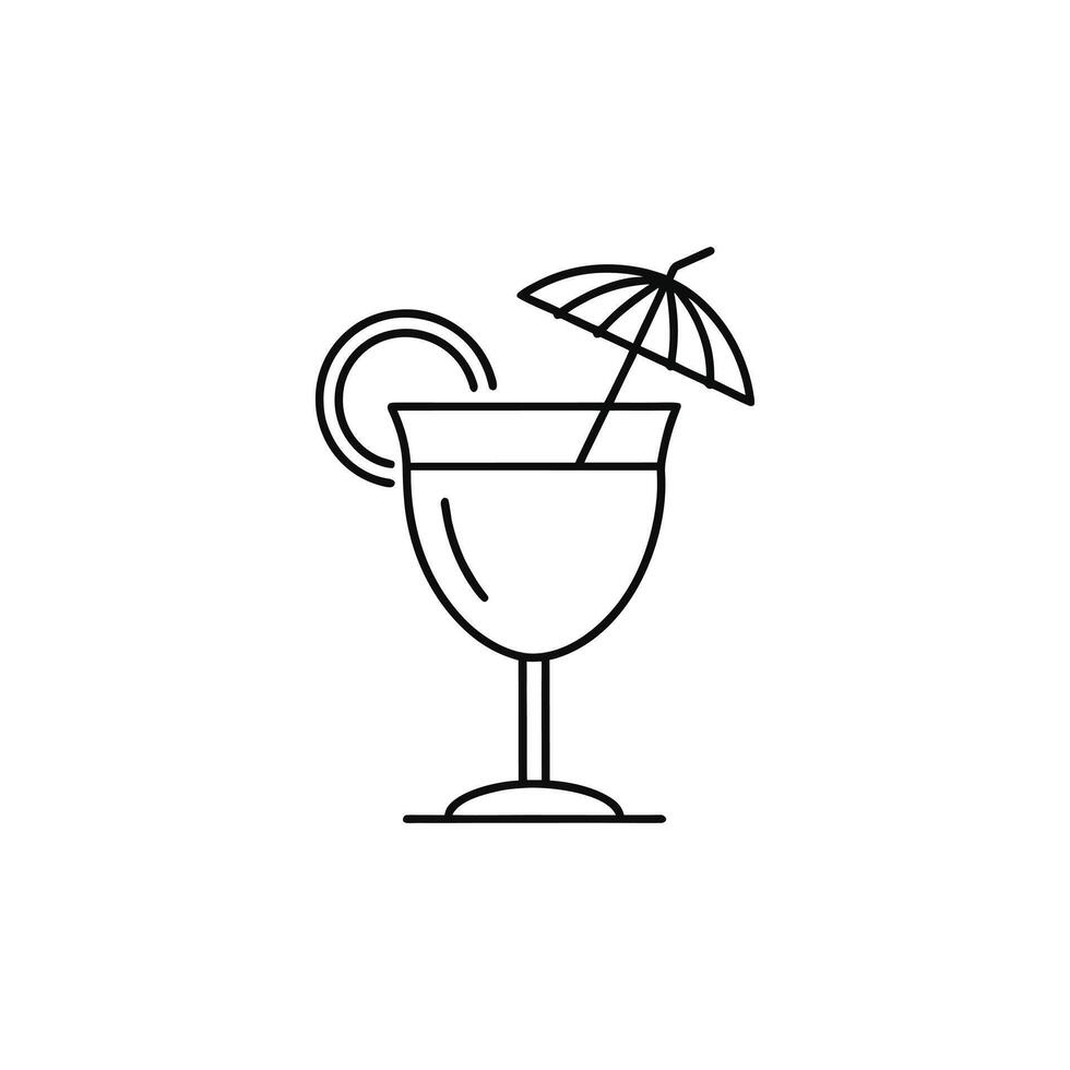 Cocktail with umbrella and lime slice isolated on white background vector