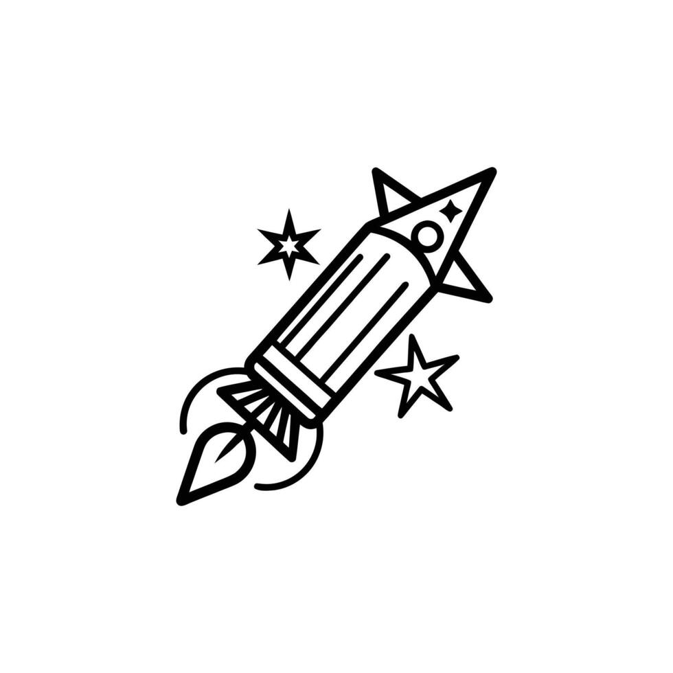 Pencil rocket launching with stars isolated on white background vector