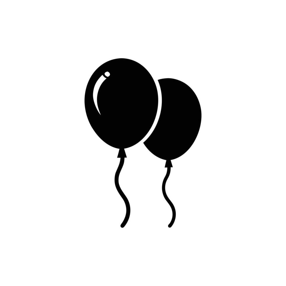 Two black balloons with wavy strings isolated on white background vector