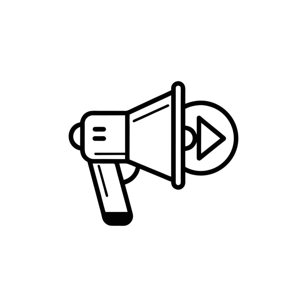 Megaphone with play button icon isolated on white background vector
