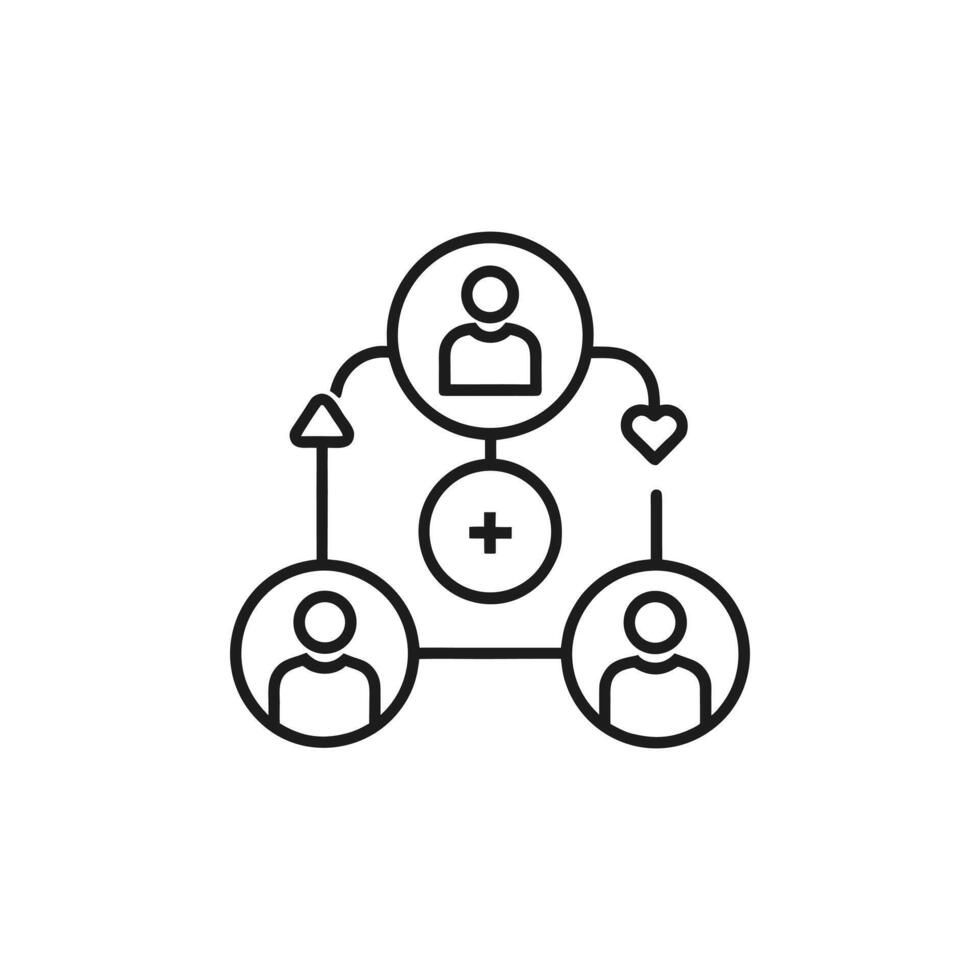 People network diagram with connections and heart icon isolated on white background vector