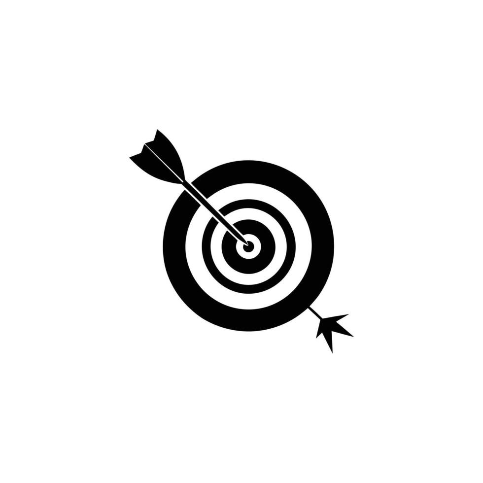 Black and white target with arrow hitting the bullseye isolated on white background vector