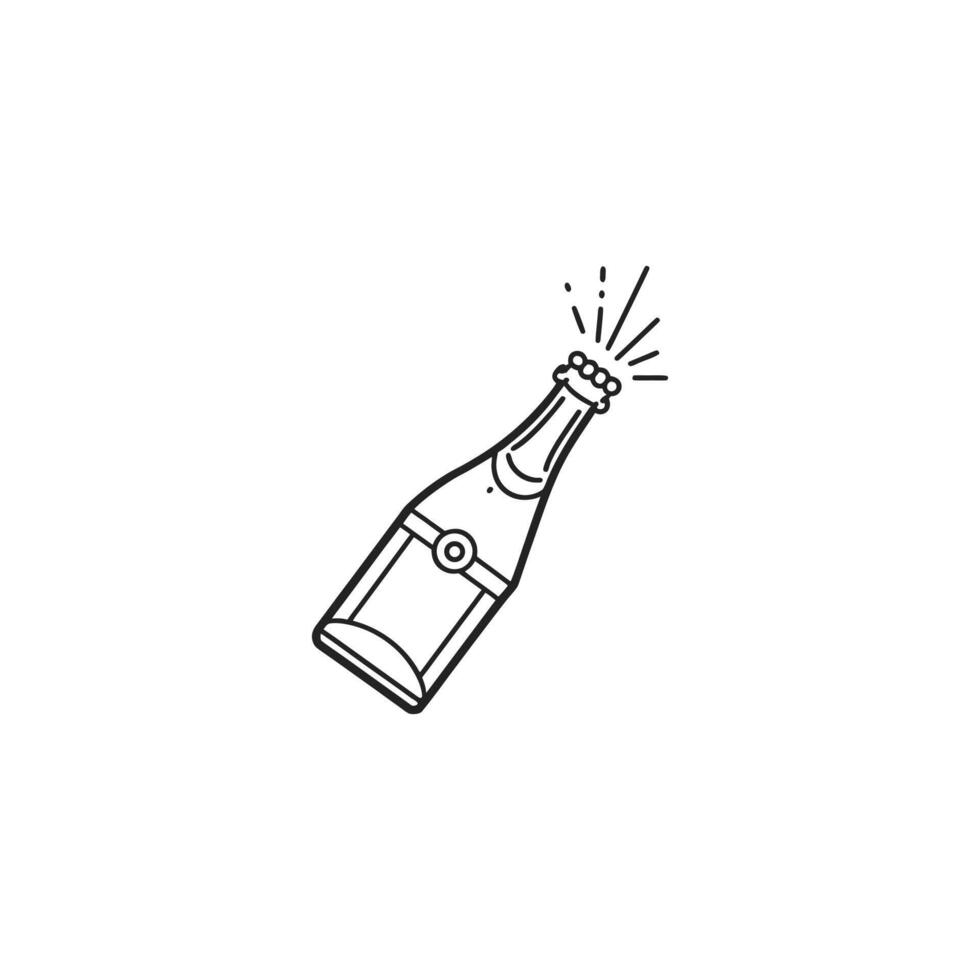 Champagne bottle popping with bubbles and stars isolated on white background vector