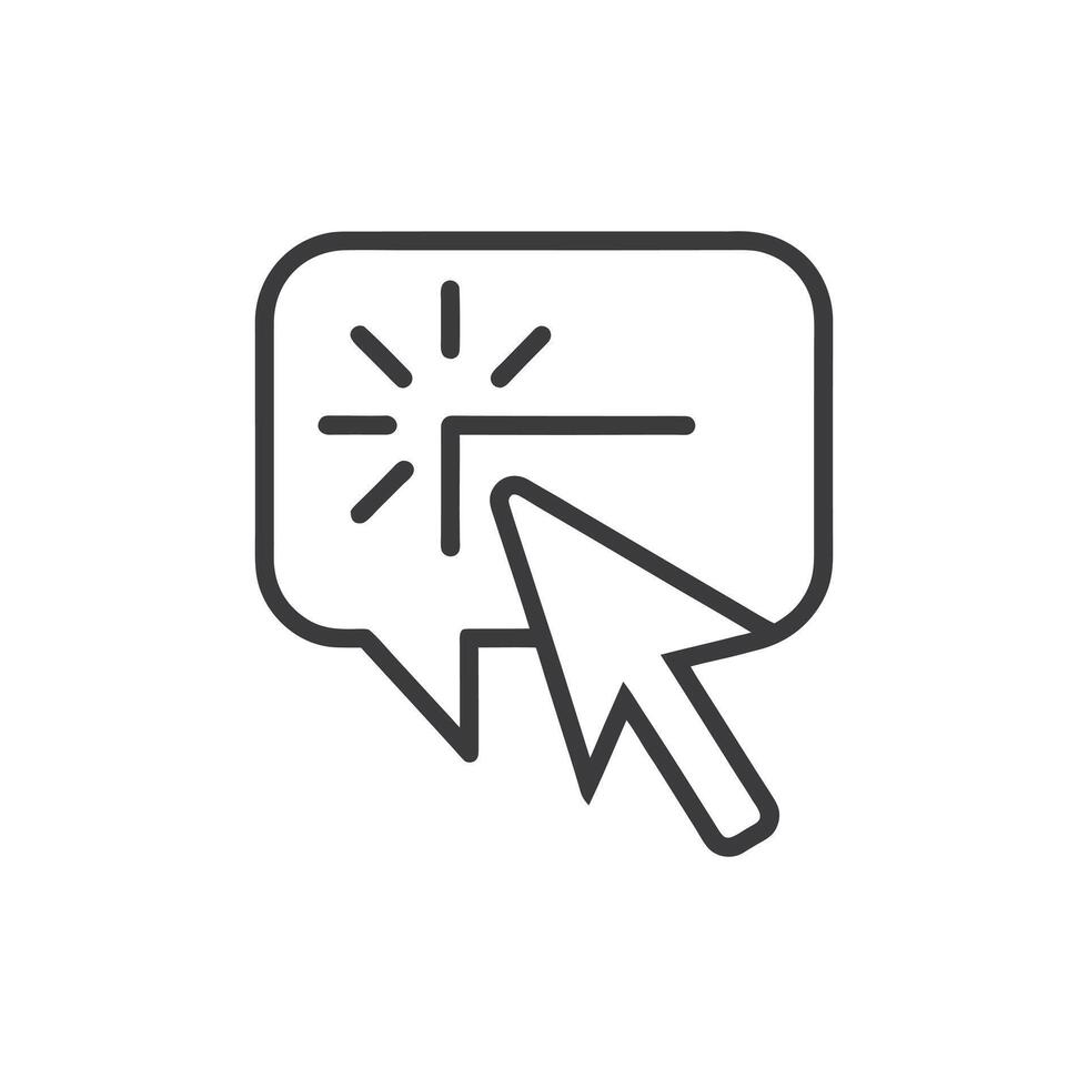 Cursor clicking on a speech bubble icon isolated on white background vector