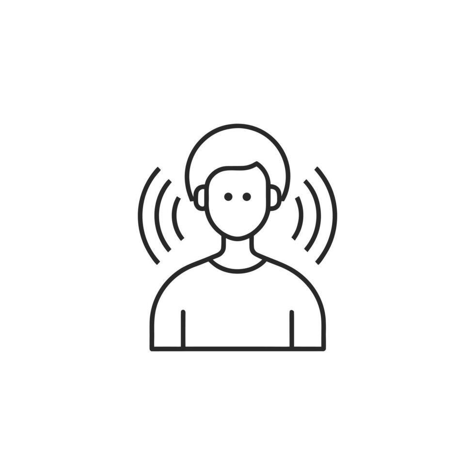 Person receiving sound waves icon isolated on white background vector
