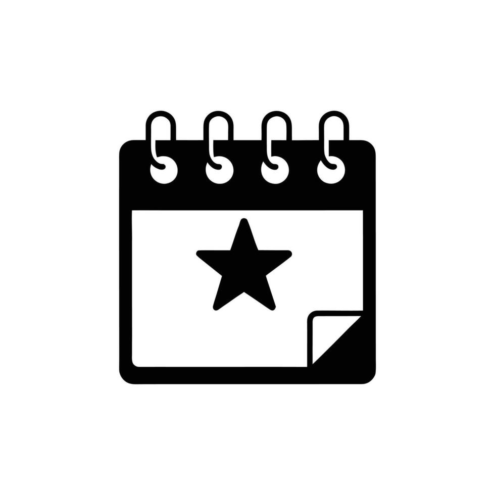 Calendar with star icon and notes isolated on white background vector