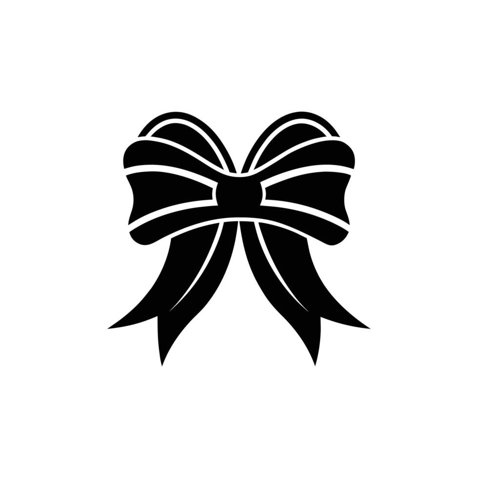 Black ribbon bow isolated on white background vector