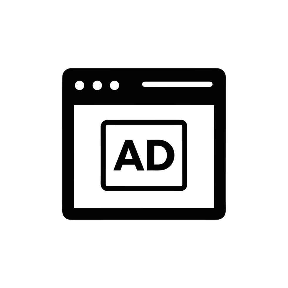 Web browser showing advertisement isolated on white background vector