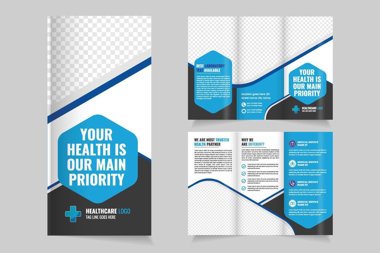 Healthcare brochure with main priority message vector