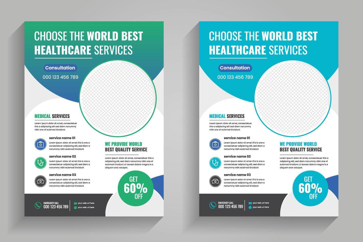 Healthcare services promotional flyer vector