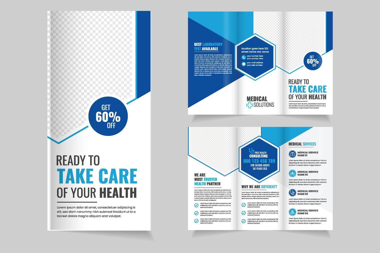 Brochure for Medical Solutions health services vector