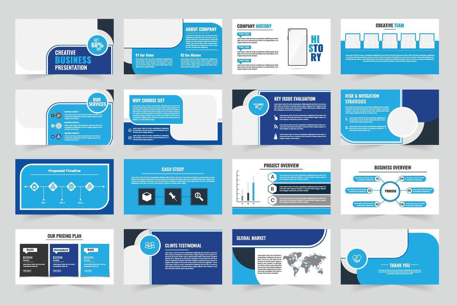 Business presentation slide designs vector
