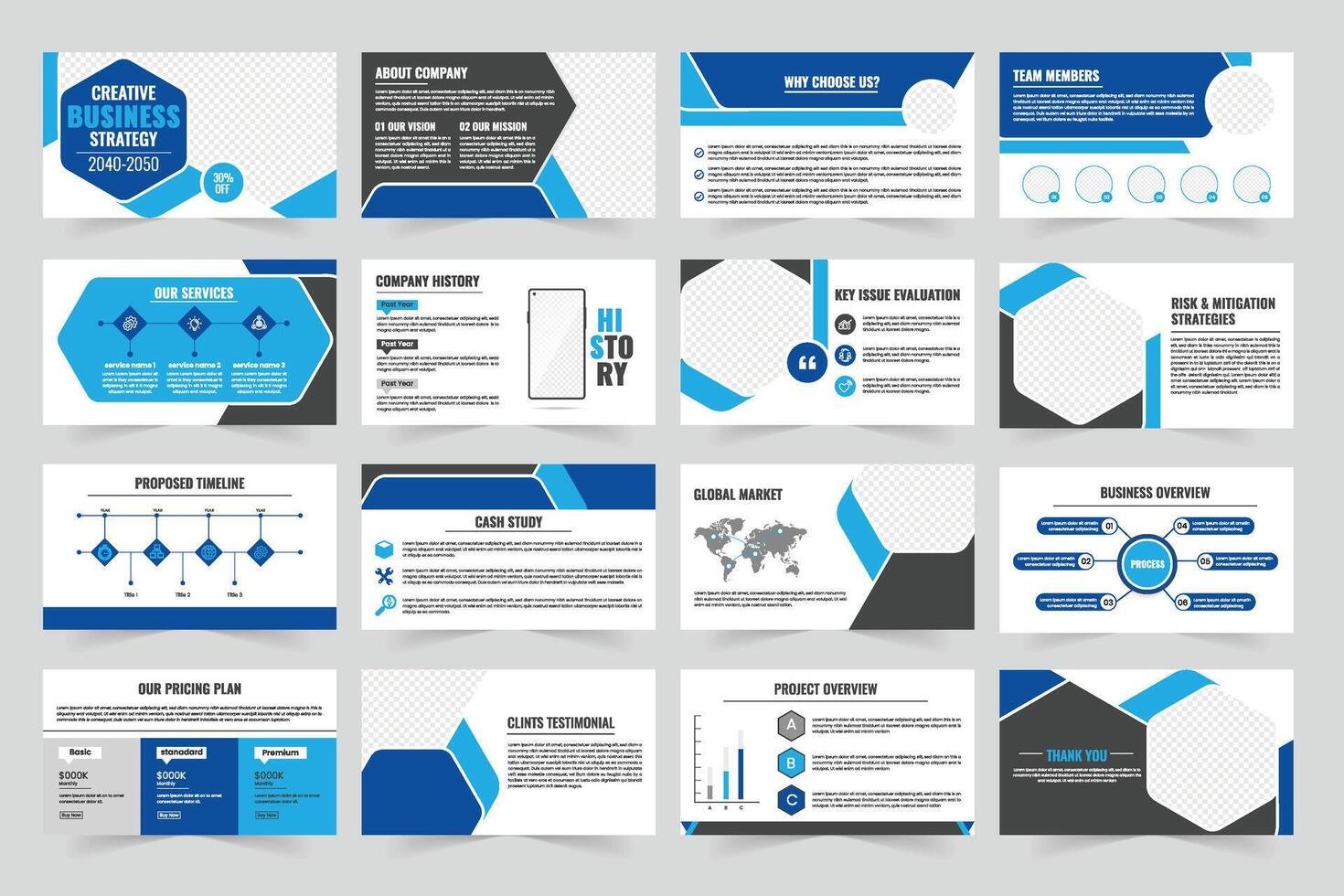 Creative business strategy presentation slides vector