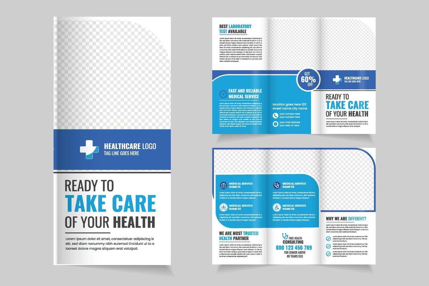 Healthcare brochure showing medical services offered vector