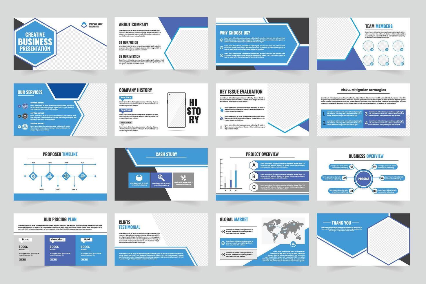 Business presentation slide templates overview vector