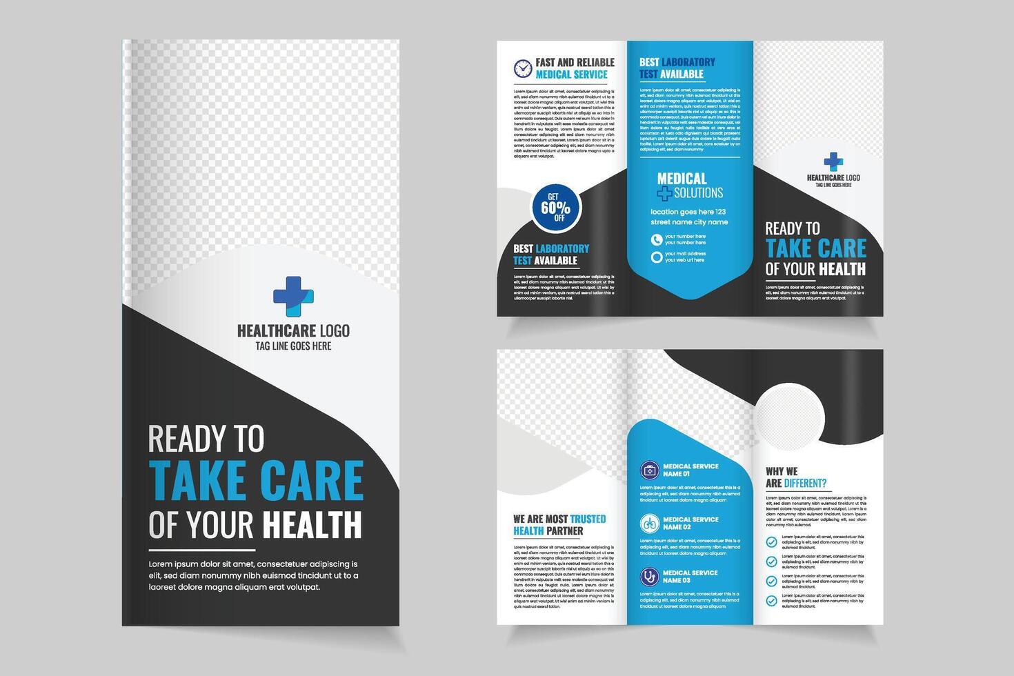 Healthcare services brochure and solutions vector