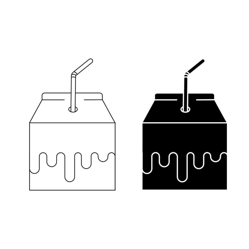 Outline and silhouette Icon of a Box Milk Vectors