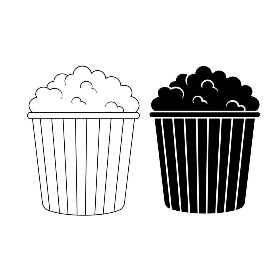 Outline and silhouette Icon Popcorn Vectors