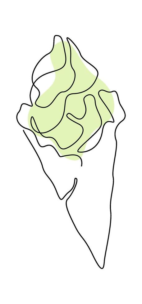 Swirl of soft-serve ice cream in cone Flat Illustration Icon vector