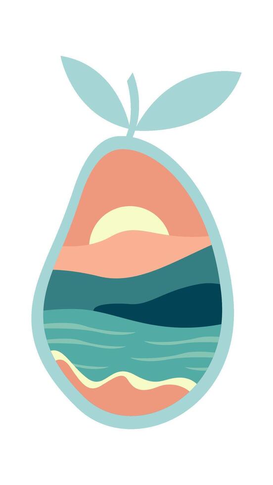 Summer pear shape with paradise landscape vector