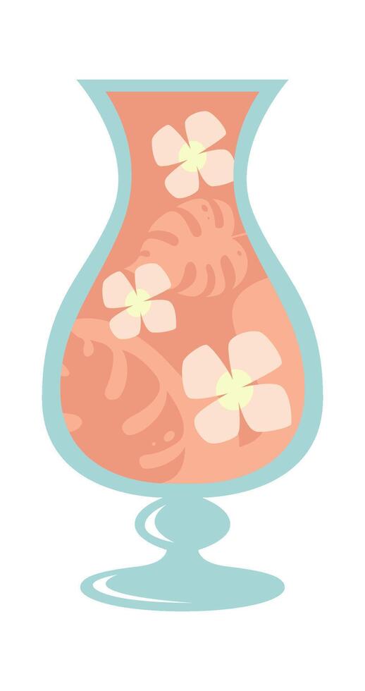 Summer cocktail glass with paradise landscape Icon vector