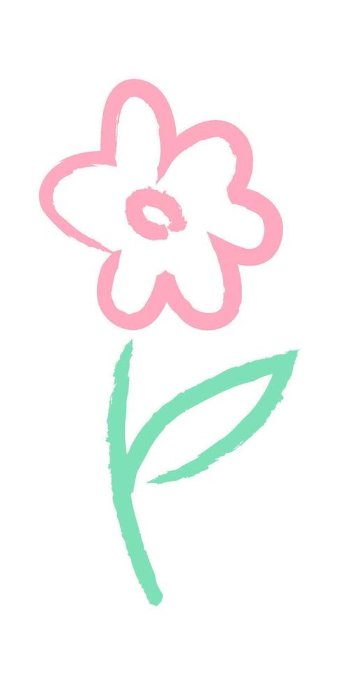 Flower linear children drawing Illustration vector