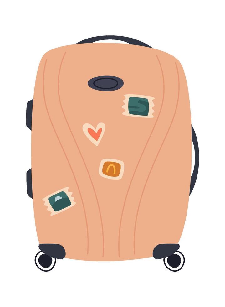 Rolling travel suitcase for clothes Flat Illustration Icon vector
