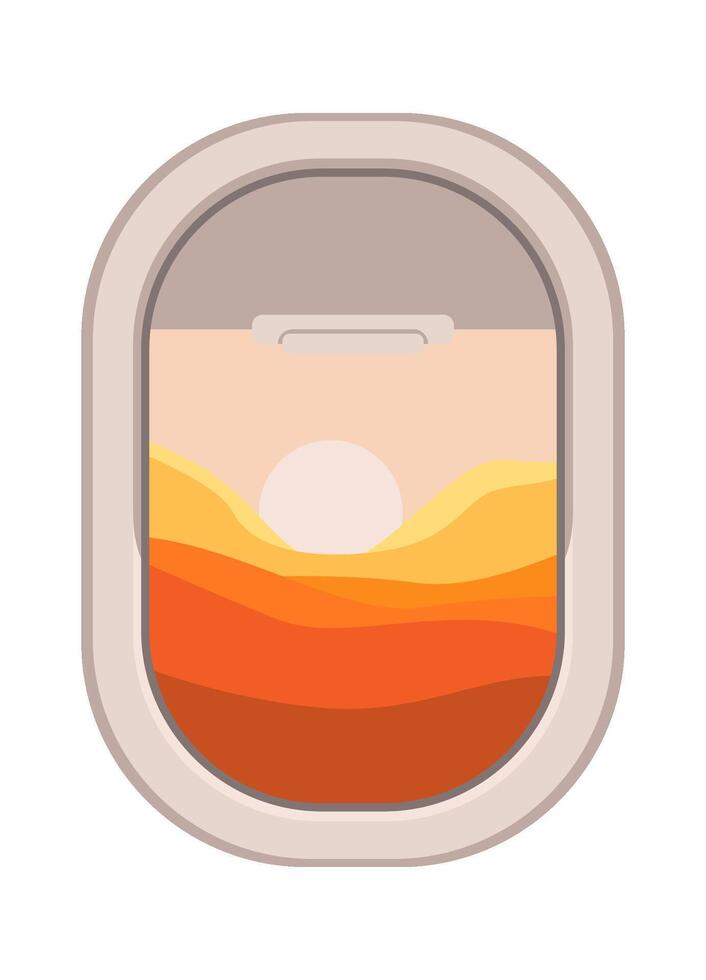 Sunset from airplane window vector