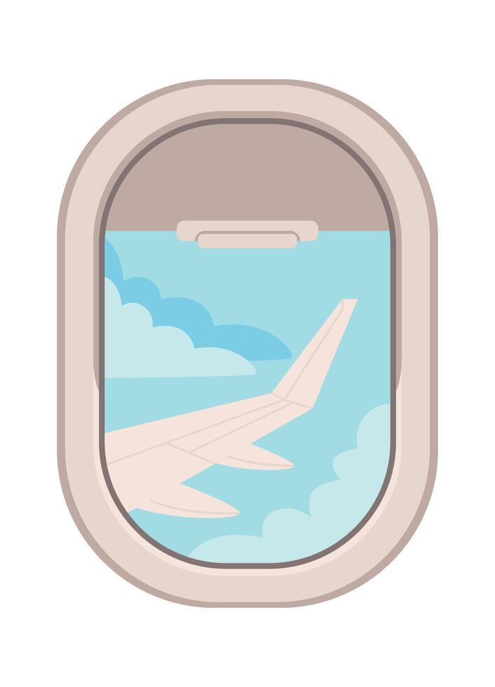 Airplane wing view from window vector